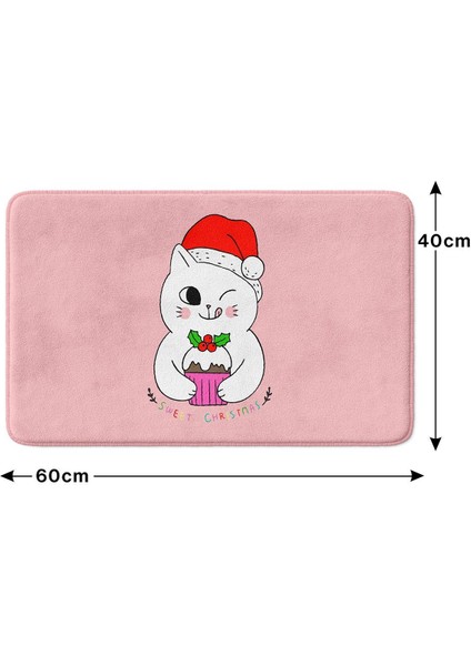 Sevimli Tasarımlı Yılbaşı Dekoru Banyo Paspası, Kaymaz Taban, Makinede Yıkanabilir, Yeni Yıl Paspası (40X60) modelleri