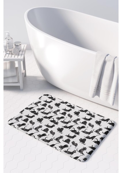 Sevimli Tasarımlı Mikrofiber Banyo Paspası, Kaymaz Taban, Makinede Yıkanabilir (40X60)