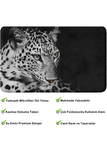 Sevimli Tasarımlı Mikrofiber Banyo Paspası, Kaymaz Taban, Makinede Yıkanabilir (40X60)