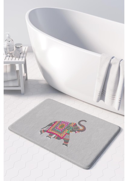Sevimli Tasarımlı Mikrofiber Banyo Paspası, Kaymaz Taban, Makinede Yıkanabilir (40X60)