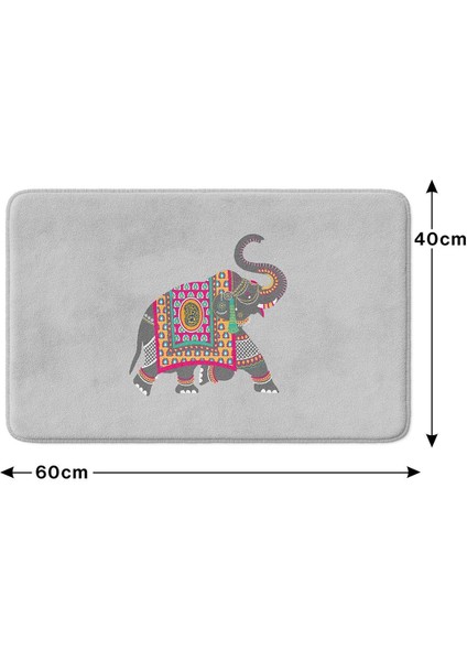 Sevimli Tasarımlı Mikrofiber Banyo Paspası, Kaymaz Taban, Makinede Yıkanabilir (40X60)