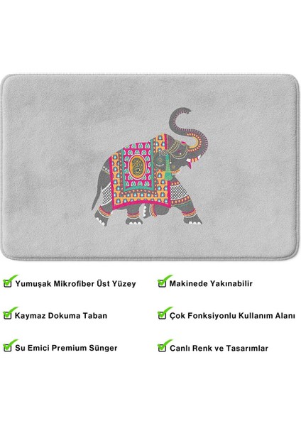Sevimli Tasarımlı Mikrofiber Banyo Paspası, Kaymaz Taban, Makinede Yıkanabilir (40X60)