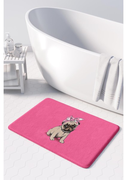 Sevimli Tasarımlı Mikrofiber Banyo Paspası, Kaymaz Taban, Makinede Yıkanabilir (40X60)