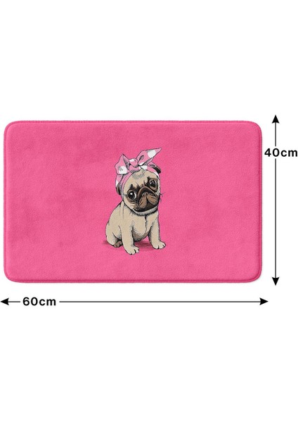 Sevimli Tasarımlı Mikrofiber Banyo Paspası, Kaymaz Taban, Makinede Yıkanabilir (40X60)
