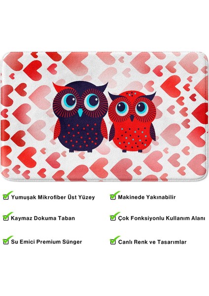 Sevimli Tasarımlı Mikrofiber Banyo Paspası, Kaymaz Taban, Makinede Yıkanabilir (40X60) fırsatları