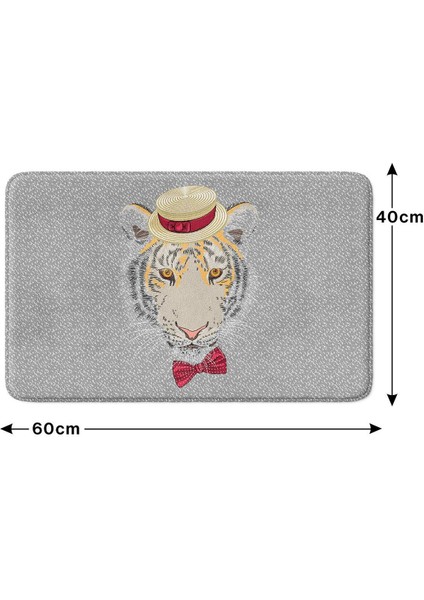 Sevimli Tasarımlı Mikrofiber Banyo Paspası, Kaymaz Taban, Makinede Yıkanabilir (40X60)