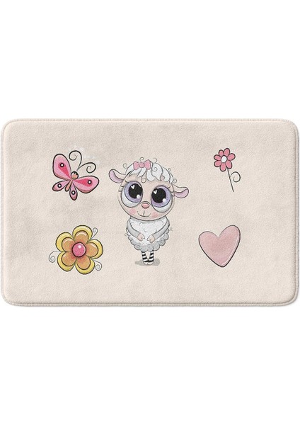 Sevimli Tasarımlı Mikrofiber Banyo Paspası, Kaymaz Taban, Makinede Yıkanabilir (40X60)