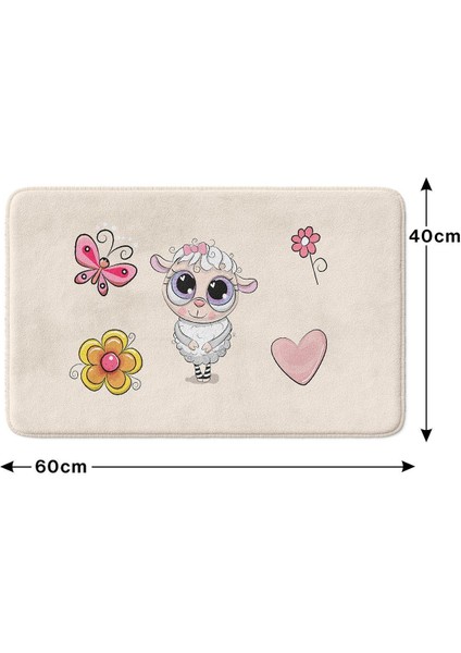 Sevimli Tasarımlı Mikrofiber Banyo Paspası, Kaymaz Taban, Makinede Yıkanabilir (40X60)