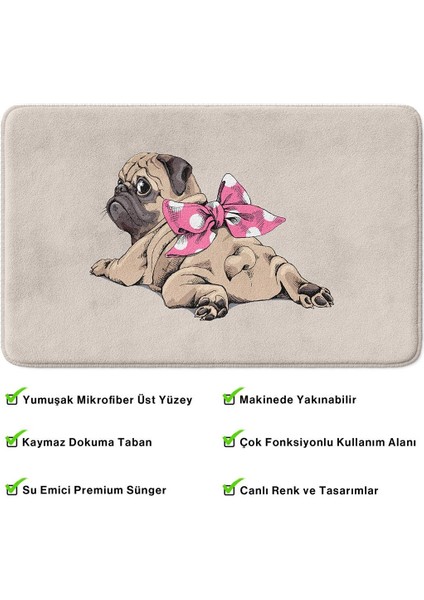 Sevimli Tasarımlı Mikrofiber Banyo Paspası, Kaymaz Taban, Makinede Yıkanabilir (40X60) fırsatları