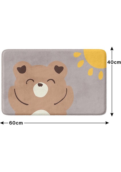 Sevimli Tasarımlı Mikrofiber Banyo Paspası, Kaymaz Taban, Makinede Yıkanabilir (40X60)