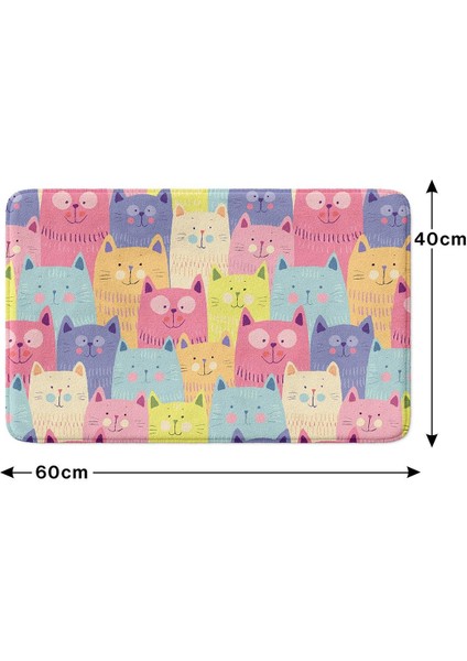Sevimli Tasarımlı Mikrofiber Banyo Paspası, Kaymaz Taban, Makinede Yıkanabilir (40X60)