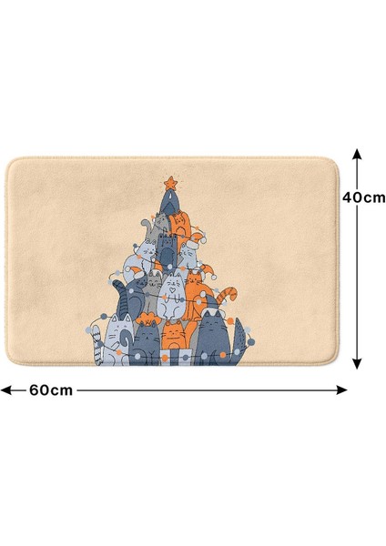 Sevimli Tasarımlı Yılbaşı Dekoru Banyo Paspası, Kaymaz Taban, Makinede Yıkanabilir, Yeni Yıl Paspası (40X60) modelleri