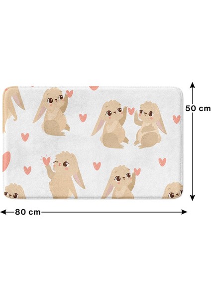 Sevimli Tasarımlı Yılbaşı Dekoru Banyo Paspası, Kaymaz Taban, Makinede Yıkanabilir, Yeni Yıl Paspası 50X80