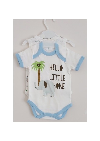 Panolino Safari Fil Desenli 2'li Bebek Body Zıbın Mavi Ekru Atlet fiyatları