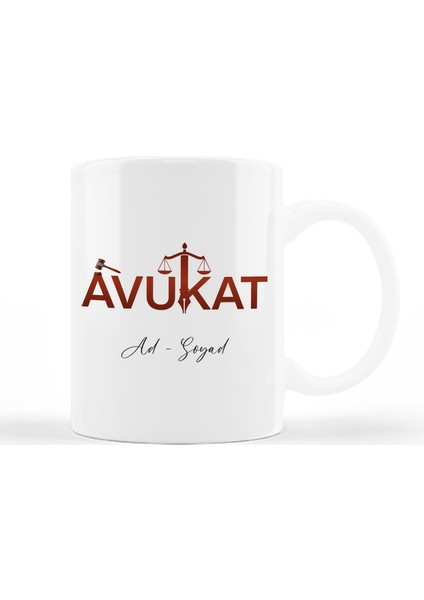Avukat Kişiye Özel Isim Baskılı Kupa - Çift Taraflı Baskı - Kupa