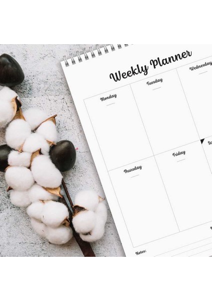 Haftalık Planlama Not Defteri Vintage Weekly Planner Gri