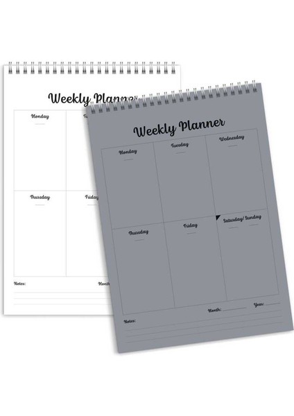Haftalık Planlama Not Defteri Vintage Weekly Planner Gri