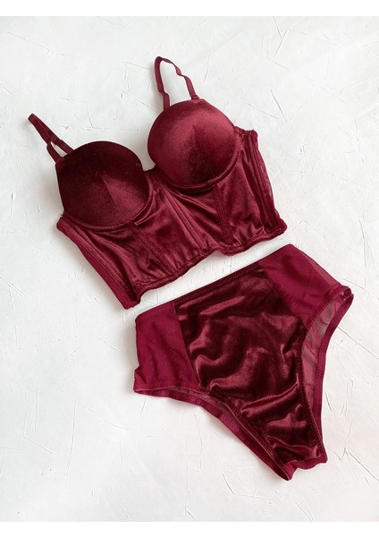 Push Up Kadife Büstiyer Takım