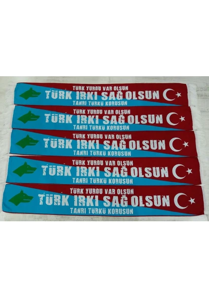 Atkı Türk Yurdu Var Olsun Tanrı Türk!ü Korusun Yazılı Örme Atkı