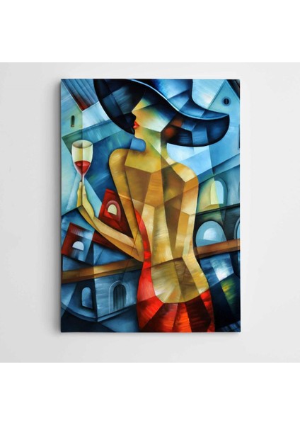 Kadeh ve Kadın Modern Sanat Kanvas Tablo