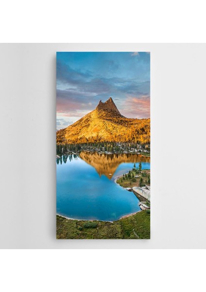 Çam Ağaçları Göl Panoramik Kanvas Tablo