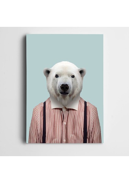 Çizgili Gömlekli Ayı Kanvas Tablo