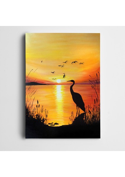 Gün Batımında Kuşlar Kanvas Tablo