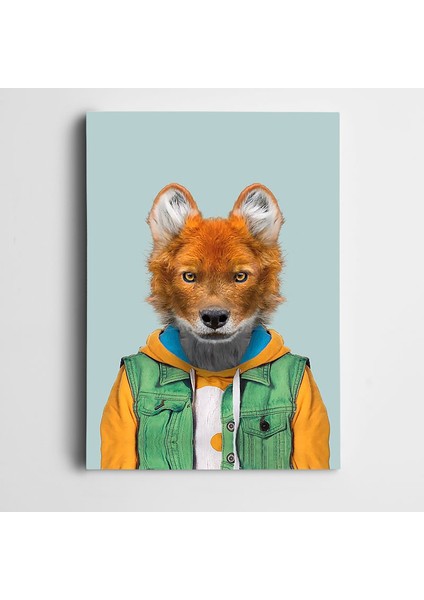 Yeşil Yelekli Kurt Kanvas Tablo