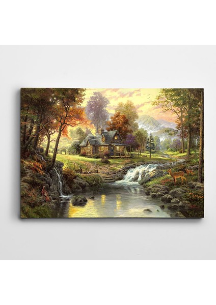 Manzara Nehir Kartpostal Kanvas Tablo