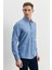 Erkek Mavi Slim Fit Dar Kesim Düğmeli Yaka Flanel Oduncu Kışlık Gömlek 1