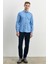 Erkek Açık Mavi Slim Fit Dar Kesim Düğmeli Yaka Flanel Oduncu Kışlık Gömlek 2