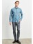 Erkek Lacivert Slim Fit Dar Kesim Pamuklu Gizli Düğmeli Yaka Uzun Kollu Oxford Gömlek 2
