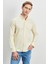Erkek Sarı Slim Fit Dar Kesim Pamuklu Gizli Düğmeli Yaka Uzun Kollu Oxford Gömlek 1