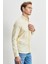 Erkek Sarı Slim Fit Dar Kesim Pamuklu Gizli Düğmeli Yaka Uzun Kollu Oxford Gömlek 5