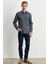 ALTINYILDIZ CLASSICS Erkek Lacivert-gri Slim Fit Düğmeli Yaka Pötikareli Flanel Oduncu Gömlek 1