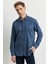 ALTINYILDIZ CLASSICS Erkek Indigo Slim Fit Dar Kesim Düğmeli Yaka Flanel Oduncu Gömlek 1