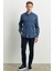 ALTINYILDIZ CLASSICS Erkek Indigo Slim Fit Dar Kesim Düğmeli Yaka Flanel Oduncu Gömlek 2
