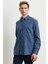 ALTINYILDIZ CLASSICS Erkek Indigo Slim Fit Dar Kesim Düğmeli Yaka Flanel Oduncu Gömlek 4