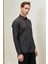 ALTINYILDIZ CLASSICS Erkek Siyah Slim Fit Dar Kesim Düğmeli Yaka Baskılı Gömlek 4
