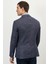 ALTINYILDIZ CLASSICS Erkek Lacivert-beyaz Slim Fit Dar Kesim Mono Yaka Diyagonal Desenli Ceket 4