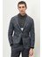 ALTINYILDIZ CLASSICS Erkek Lacivert-gri Slim Fit Dar Kesim Kırlanıgıç Yaka Ekose Desenli Yünlü Ceket 1