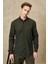 ALTINYILDIZ CLASSICS Erkek Haki Slim Fit Dar Kesim Italyan Yaka %100 Pamuk Gofre Gömlek 4