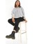 Kadın Ekose Garnili Kapşonlu Sweatshirt 1