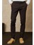 ALTINYILDIZ CLASSICS Erkek Kahverengi Slim Fit Dar Kesim Armürlü Esnek Casual Pantolon 1