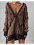 Kadın Zebra Desen Oversize Triko Hırka 2