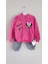Kışlık Welsoft Pembe Bebek Alt Üst Takım Kapşonlu Ceket Minnie Mickey Mouse Nakışlı 1