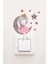 Ayda Oturan Sevimli Kız Çocuk Odası Dekor Priz Sticker 1