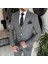 Italyan Stil Slim Fit Ceket Yelek Pantolon Takım Elbise Siyah T8355 2