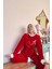 Kırmızı Soul Desenli Tam Peluş Pijama Takımı 3