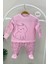 Mojo Kız Bebek Pink Cats Kadife Parçalı Tulum 7153 Pembe 1